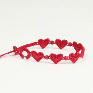 CRUCIANI Red Heart Macrame Bracelet RARE Like New
